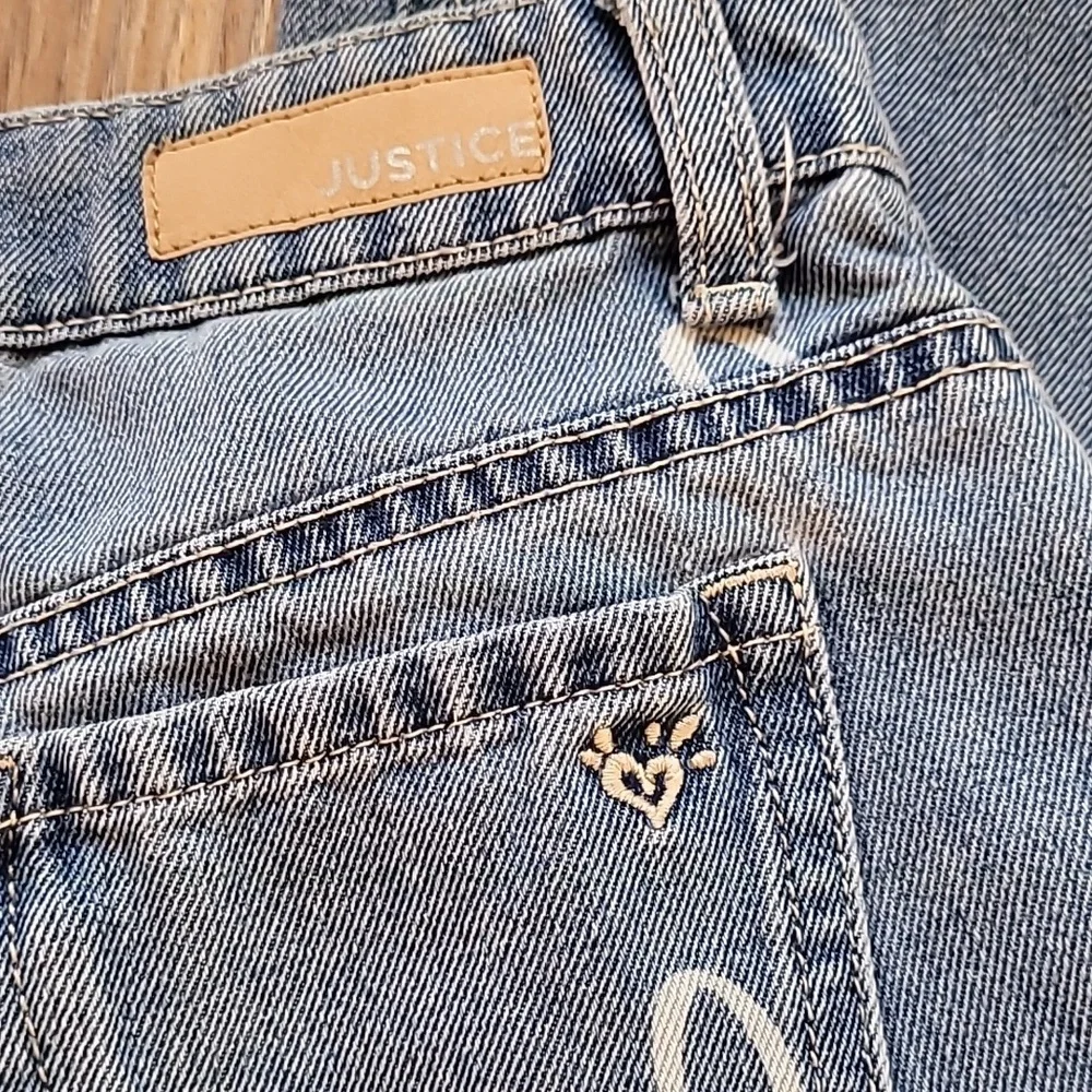 Justice Wide-Leg Jeans, Size 7, Denim, Daisy, Flowers, Blue, Soft - Picture 6 of 8